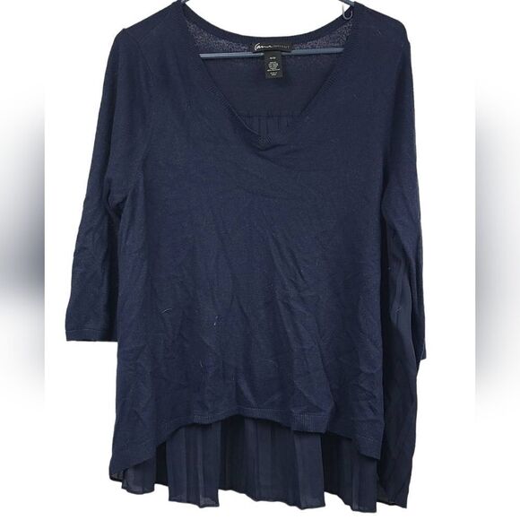 Lane Bryant Navy Blue Pleated Back High Low Sweater Size 18/20 Women's Plus - Picture 1 of 10